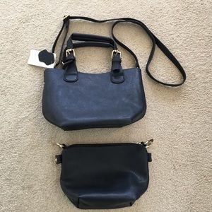 Crossbody shoulder bag with removable matching insert, navy blue, NWT